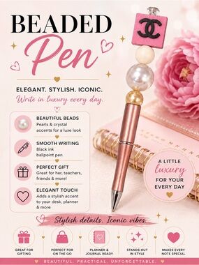 New Handmade Pink Fashion Beaded Novelty Pen